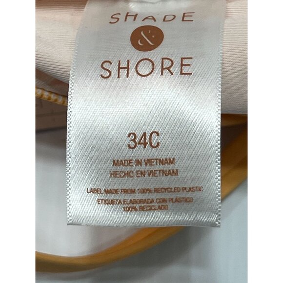 Shade & Shore - Women's Bikini Top Shirred Keyhole Underwire - Orange Peach-34C - Picture 7 of 8